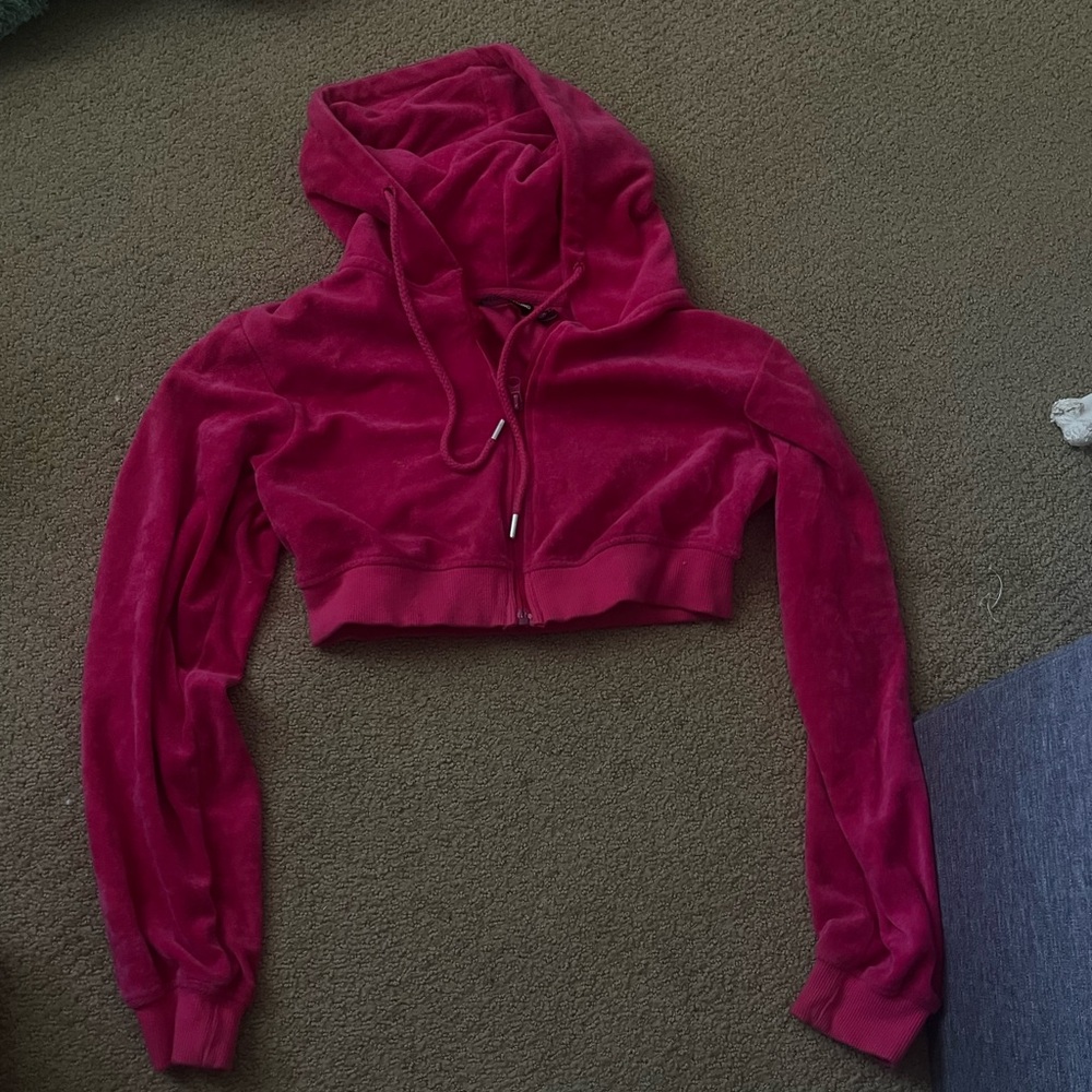 Women's Hot Pink Cropped Hoodie